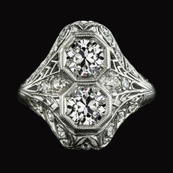 Ronde oude geslepen diamanten trouwring Milgrain antieke stijl 4,25 karaat