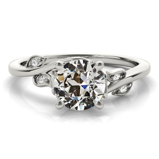 Ronde oude mijn geslepen diamanten ring Twisted Shank Leaf-stijl 2,50 karaat - harrychadent.nl