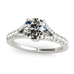 Ronde Oud Mijn Slijpvorm Echte Natuurlijke uit de aarde gewonnen Diamanten Ring met Gespleten Schacht Sieraden 4 Karaat