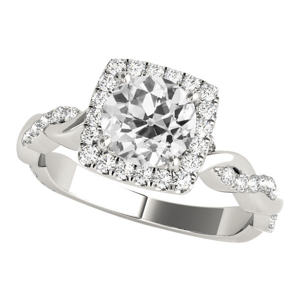 Ronde oude mijnwerker Halo diamanten ring gedraaide stijl sieraden 4,25 karaat - harrychadent.nl