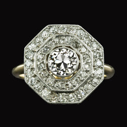 Ronde oude mijnwerker diamant dubbele halo ring 5 karaat dames sieraden