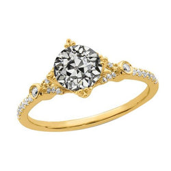 Ronde oude mijnwerker diamanten ring 14K geel goud 3,75 karaat sieraden