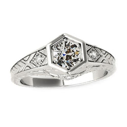 Ronde oude mijnwerker diamanten ring antieke stijl 14K goud 1,75 karaat