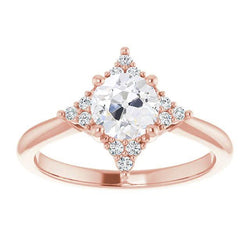 Ronde oude mijnwerker diamanten verlovingsring Kite stijl sieraden 3 karaat