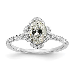 Ronde & ovale oude mijn geslepen diamanten ring met accenten goud 4,50 karaat