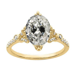 Ronde & ovale oude mijnwerker diamanten ring geel gouden sieraden 5,50 karaat