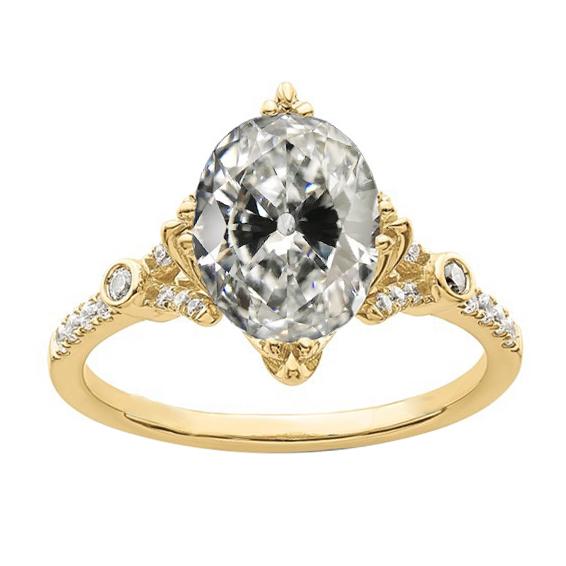 Ronde & ovale oude mijnwerker diamanten ring geel gouden sieraden 5,50 karaat - harrychadent.nl