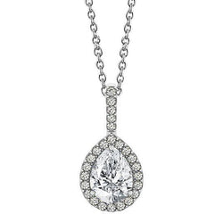 Ronde & peer diamanten hanger ketting zonder ketting 1,75 karaat WG 14K