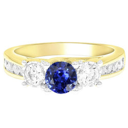 Ronde saffier edelsteen ring kanaal set diamanten 4 karaat