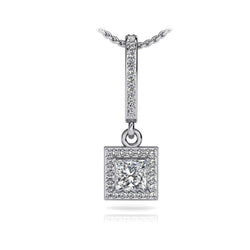 Ronde Briljant Geslepen Princess Labgekweekt Diamanten Hanger Ketting 3.3 Karaat Witgoud 14K