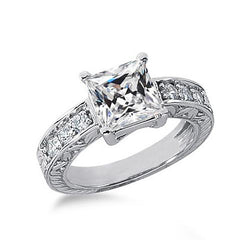 Ronde & vierkant geslepen oude mijnwerker diamanten ring vintage stijl 2,75 karaat
