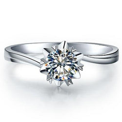 Ronde 0,75 Karaat Solitaire Echt Diamanten Verlovingsring Goud Wit 14K