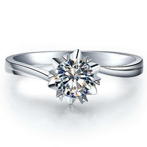 Ronde 0,75 Karaat Solitaire Echt Diamanten Verlovingsring Goud Wit 14K