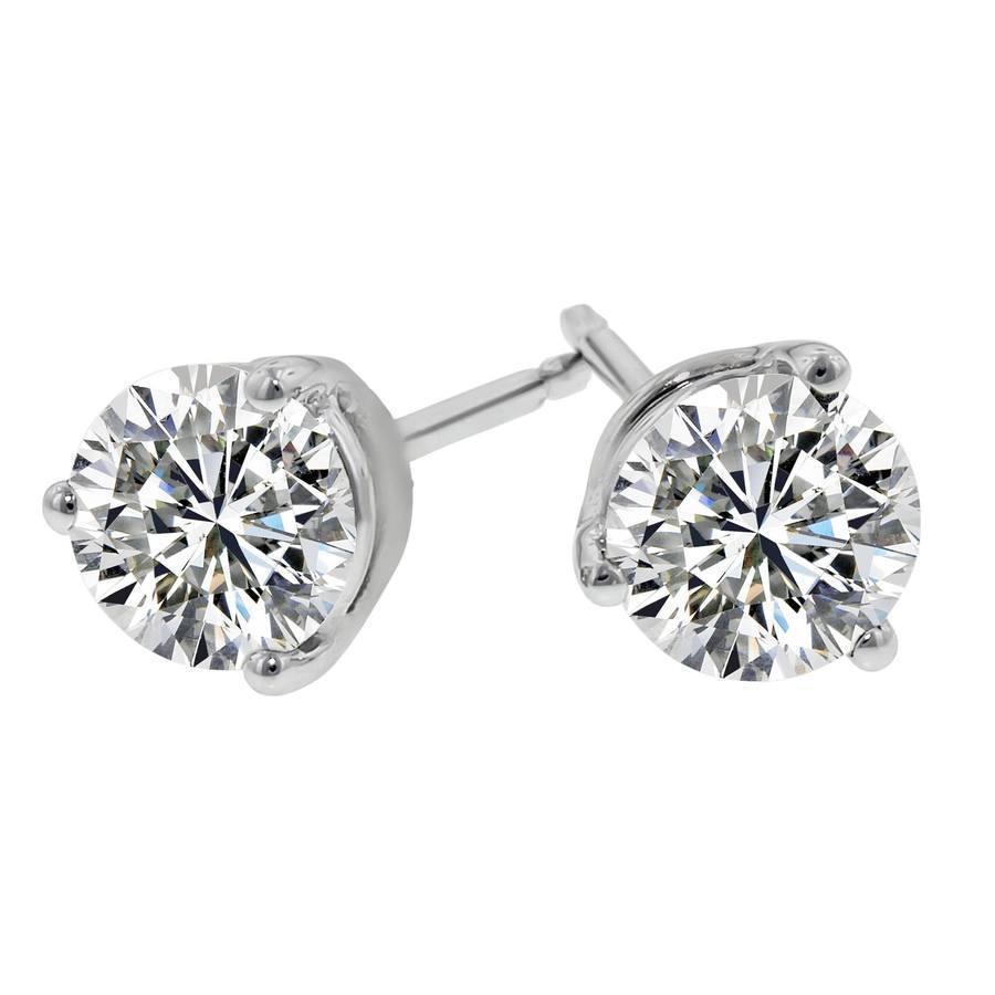 Ronde 2,00 Karaat Echt Diamanten Oorknopjes Goud Wit 14K