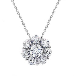 Ronde 3,10 Karaat Echt Diamanten Hanger Ketting Wit Goud 14K