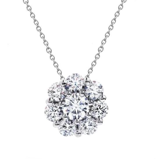 Ronde 3,10 Karaat Echt Diamanten Hanger Ketting Wit Goud 14K