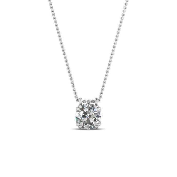 Ronde Briljant Geslepen 1,00 Karaat Echt Diamanten Halsketting Hanger 14K Witgoud
