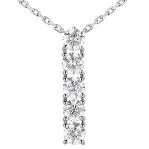 Ronde Briljant Geslepen Echt Diamant Vijf Stenen Ketting Hanger 2,5 Ct. WG 14K