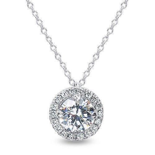Ronde Briljant Geslepen Echt Diamanten Halsketting Hanger 1,68 Karaat Witgoud 14K