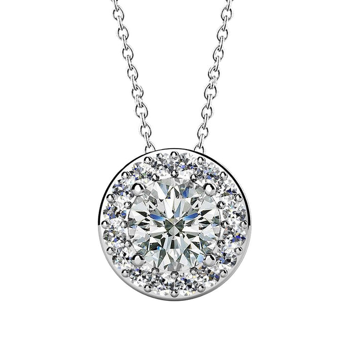 Ronde Briljant Geslepen Echt Diamanten Hanger Ketting 1,75 Karaat Witgoud 14K