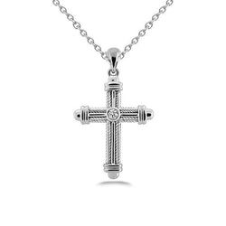 Ronde Briljant Geslepen Echt Diamanten Hanger Kruis Ketting 1,0 Karaat WG 14K