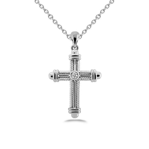 Ronde Briljant Geslepen Echt Diamanten Hanger Kruis Ketting 1,0 Karaat WG 14K