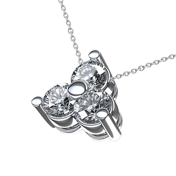 Ronde Briljante Echt Diamanten Hanger Ketting Prong Set 3,0 Karaat WG 14K