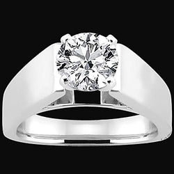 Ronde Briljant Geslepen Euro Shank uit de a aarde gewonnen Diamanten Solitaire Ring Witgoud