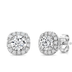 Ronde Briljante Halo Echt Diamant Ladiesstud Oorbel 2.70 Karaat Sieraden