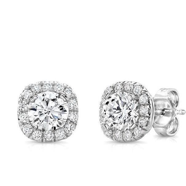 Ronde Briljante Halo Echt Diamant Ladiesstud Oorbel 2.70 Karaat Sieraden