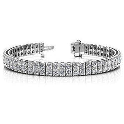 Ronde Dubbele Rij uit de aarde gewonnen Diamanten Tennisarmband 9.90 Karaat Witgoud 14K