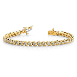 Ronde Natuurlijke uit de aarde gewonnen Diamanten Basic Tennisarmband Geelgoud 6 Karaat