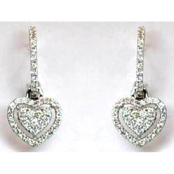 Ronde Echt Diamanten Dames Druppel Oorbel Wit Goud 14K 3 Karaat