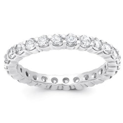 Ronde Echt Diamanten Eeuwigheid Bruiloft Lady Band Wit Goud 1,30 Ct