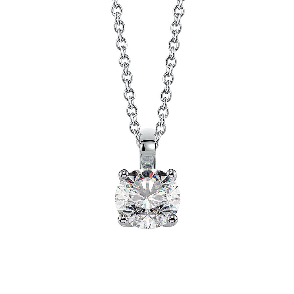 Ronde Echt Diamanten G Vs2 Hanger Ketting Prong Set 1,50 Karaat WG 14K