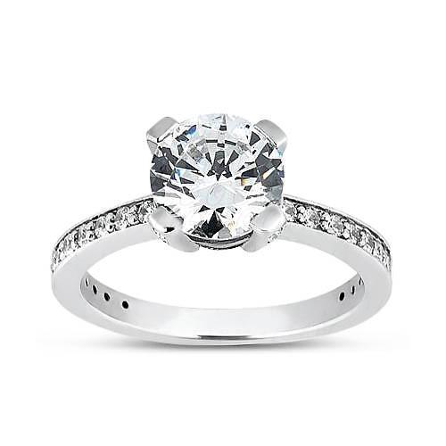 Ronde Echt Diamanten Griffen Set Solitaire Verlovingsring 1,45 Karaat WG 14K