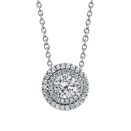 Ronde Echt Diamanten Halo Hanger Ketting 1,47 Karaat Witgoud 14K