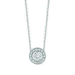 Ronde Echt Diamanten Halo Ketting Hanger 0,39 Karaat 14K Witgoud