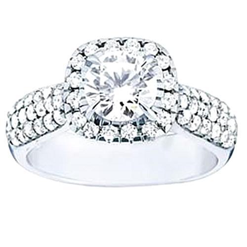Ronde Echt Diamanten Halo Verlovingsring Wit Goud 2,25 Karaat Sieraden