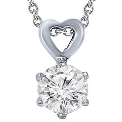 Ronde Echt Diamanten Halsketting Hanger 1,5 Karaat Griffenzetting Wit Goud 14K