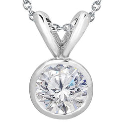 Ronde Echt Diamanten Halsketting Hanger 1,5 Karaat Witgoud 14K