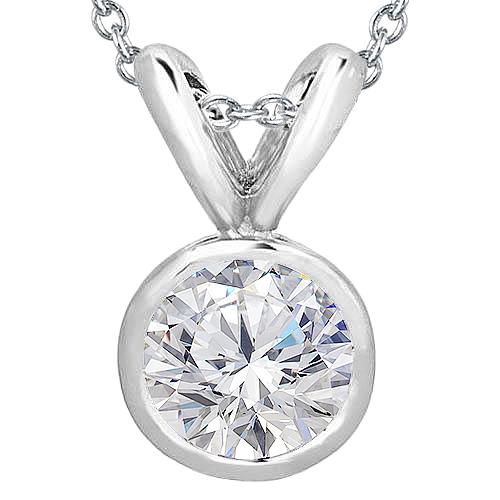 Ronde Echt Diamanten Halsketting Hanger 1,5 Karaat Witgoud 14K