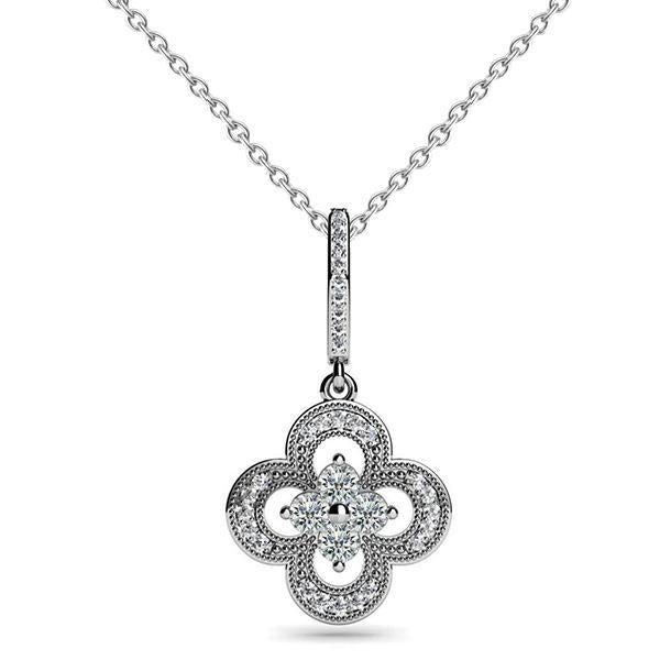 Ronde Echt Diamanten Halsketting Hanger Met Ketting 1,50 Karaat Witgoud 14K