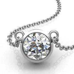 Ronde Echt Diamanten Hanger Ketting Dames Nieuw 1.50 Karaat Wit Goud 14K