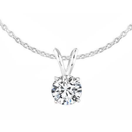 Ronde Echt Diamanten Hanger Ketting Met Ketting 0,75 Karaat Witgoud 14K