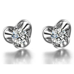 Ronde Echt Diamanten Oorknopjes Massief 2 Karaat Witgoud 14K