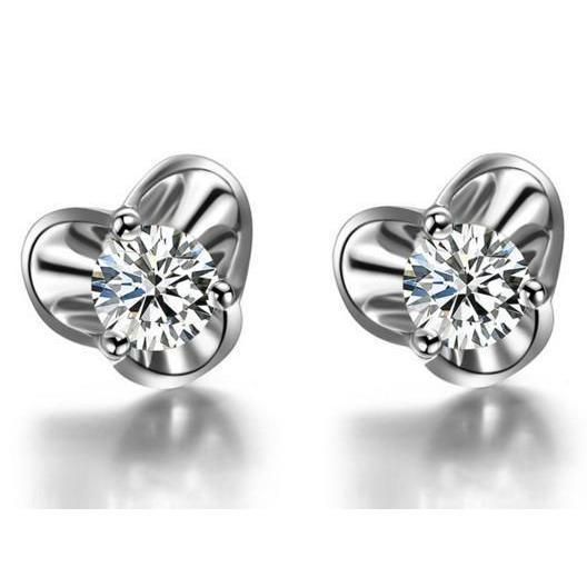 Ronde Echt Diamanten Oorknopjes Massief 2 Karaat Witgoud 14K