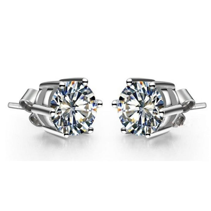 Ronde Echt Diamanten Oorknopjes Zes Prong Setting Sieraden 2 Karaat WG 14K