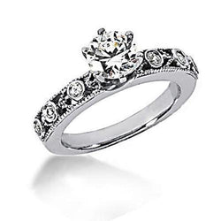 Ronde Echt Diamanten Ring Verloving Antieke Stijl 1,25 Karaat
