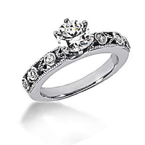 Ronde Echt Diamanten Ring Verloving Antieke Stijl 1,25 Karaat